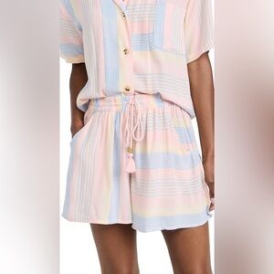 P.J. Salvage Women's Multicolor Striped Cotton Shorts S Casual Loungewear Comfy